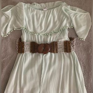 VENUS Off Shoulder Layer Front Slit Maxi Dress, Color:Mint Green, Size S, NEW!
